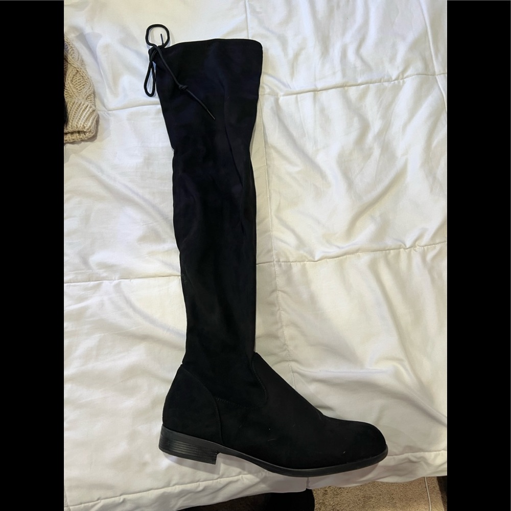 Black thigh high boots